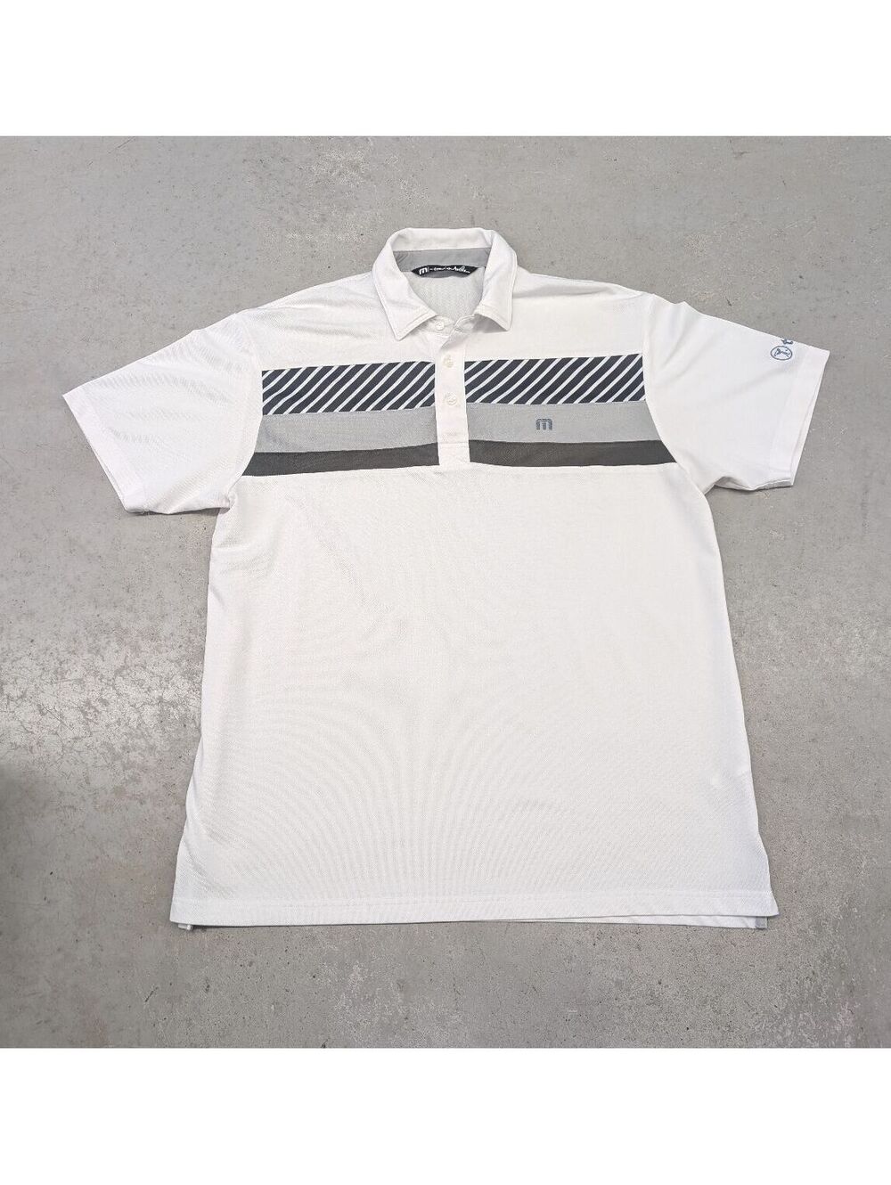Travis Mathew White Two Tone Gold Polo Shirt Taboo